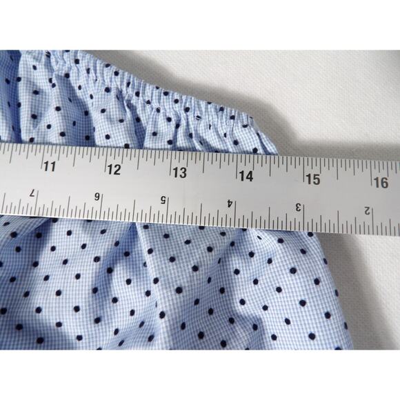 Waverly Grey Tank Top Small Ruffle Blue Grid Plaid Polka Dot Cottage Core - Picture 9 of 11